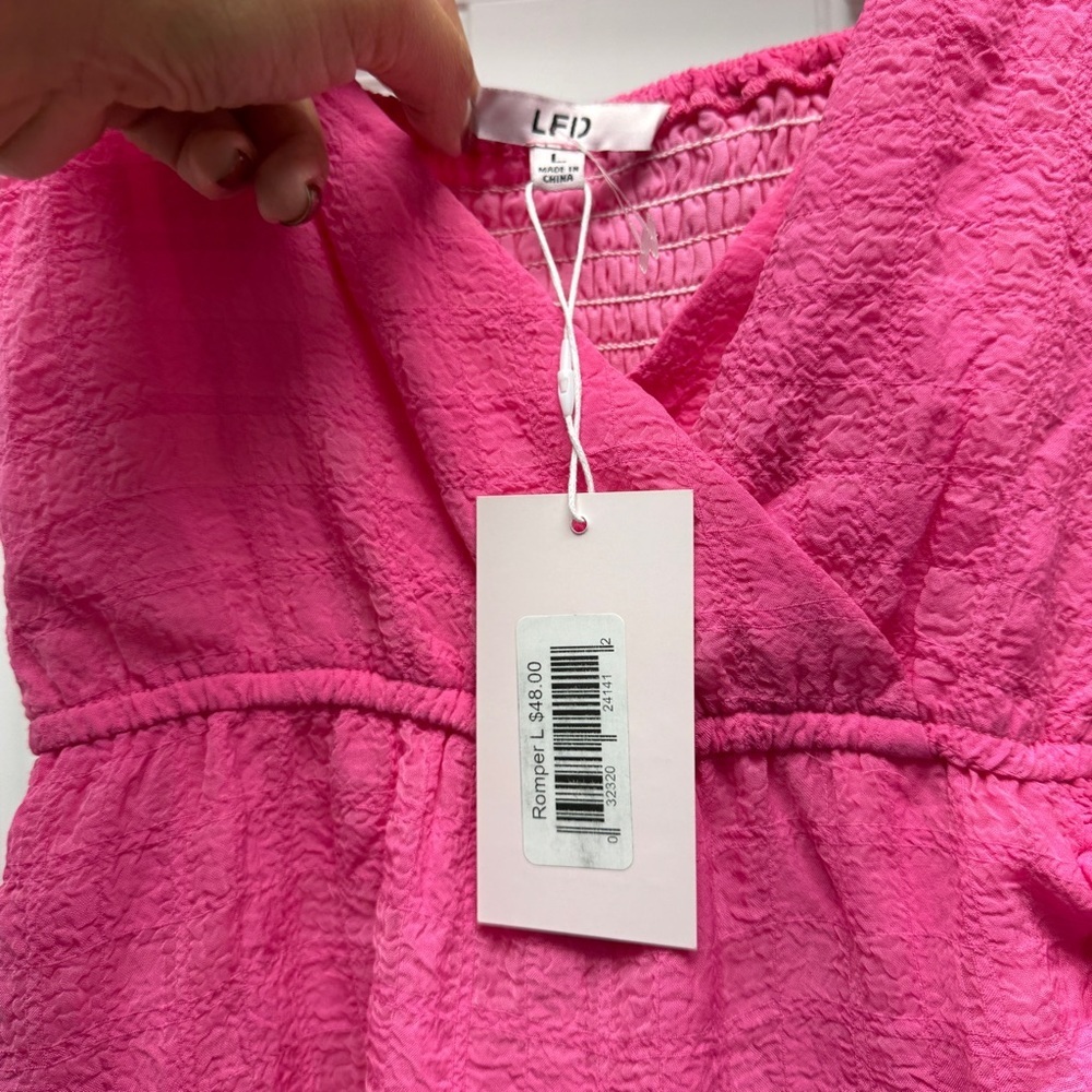 Pink Ruffled Side Tie Romper - Picture 10 of 15